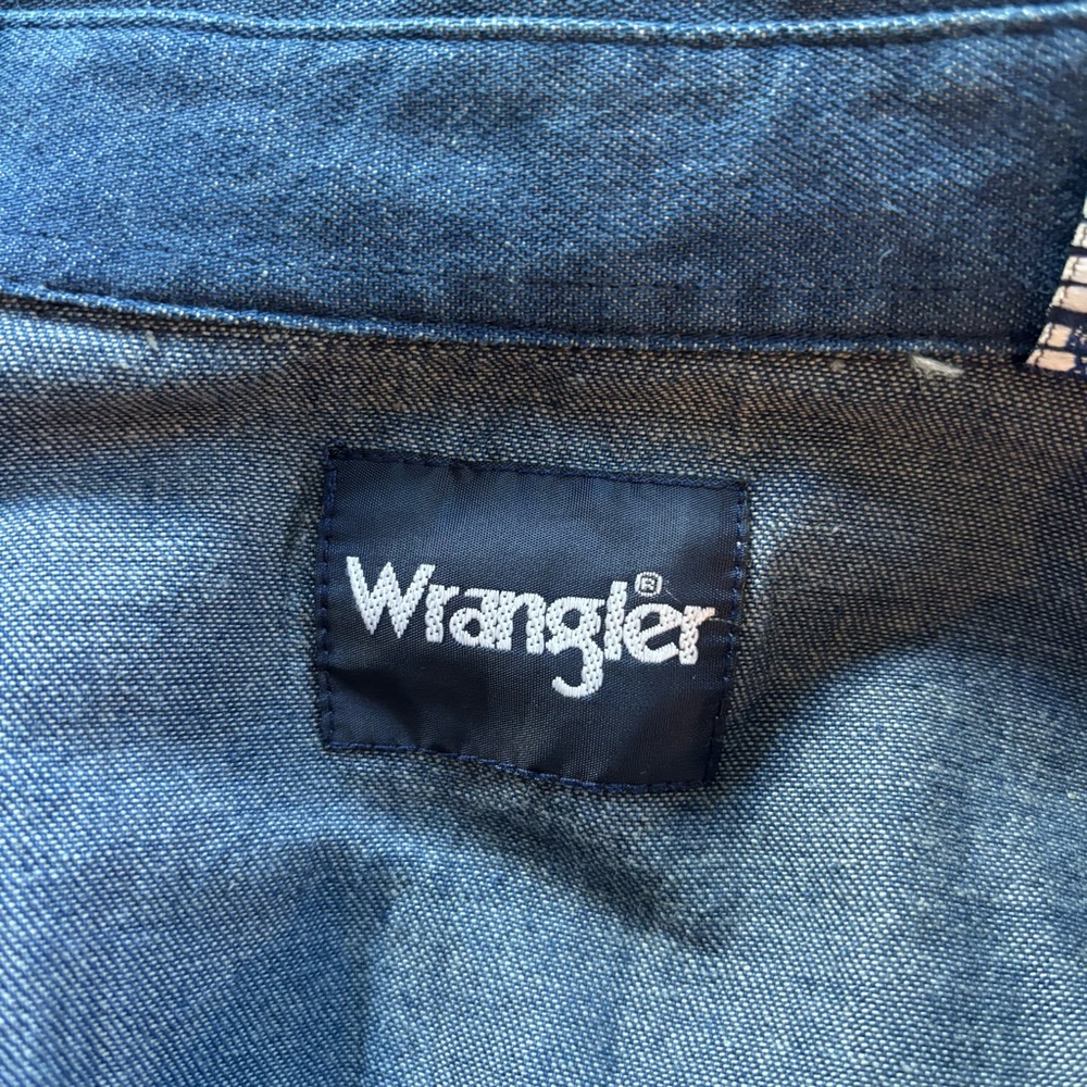 Wrangler Mens Logo Mexican Denim Western Snap Shirt - Picture 8 of 9